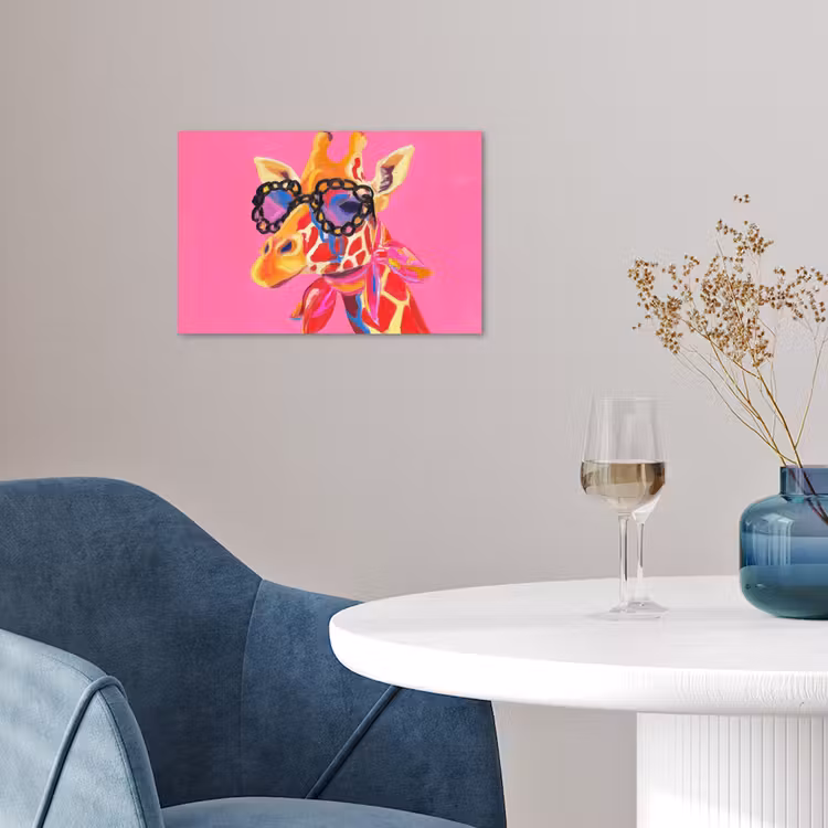 Poster - Giraf - Roze - Bril - Sjaal — 4