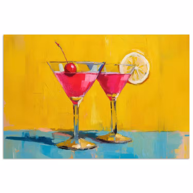 Poster - Glazen - Cocktail - Citroen - Kers — 1