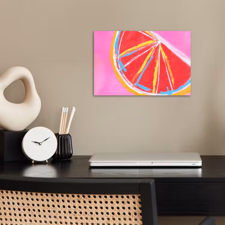 Poster - Grapefruit - Geschilderd - Roze - Strepen — 2