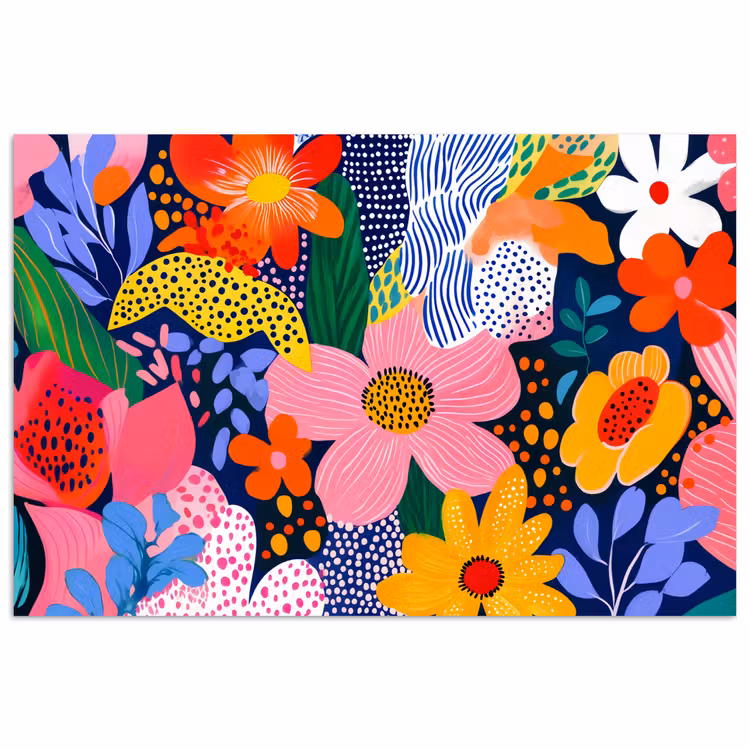 Poster - Kleurrijk - Bloemen - Abstract - Stippen — 1