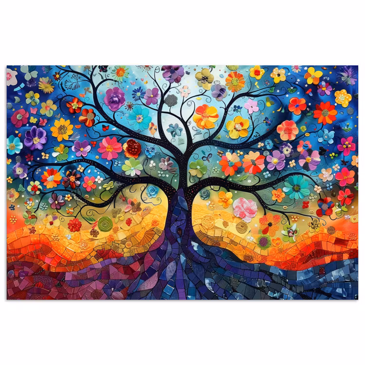 Poster - Kunst - Levensboom - Bloemen - Hippie — 1
