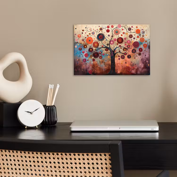 Poster - Levensboom - Bloemen - Roze - Hippie - Kunst — 2