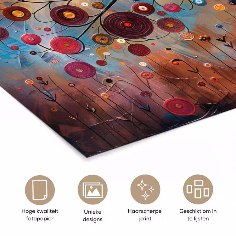 Poster - Levensboom - Bloemen - Roze - Hippie - Kunst — 5