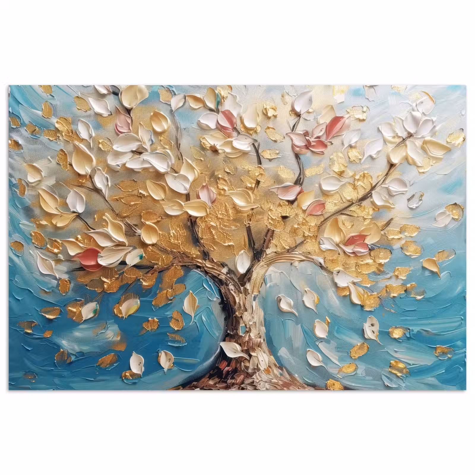 Poster - Boom - Blauw - Goud - Abstract - Modern — 1