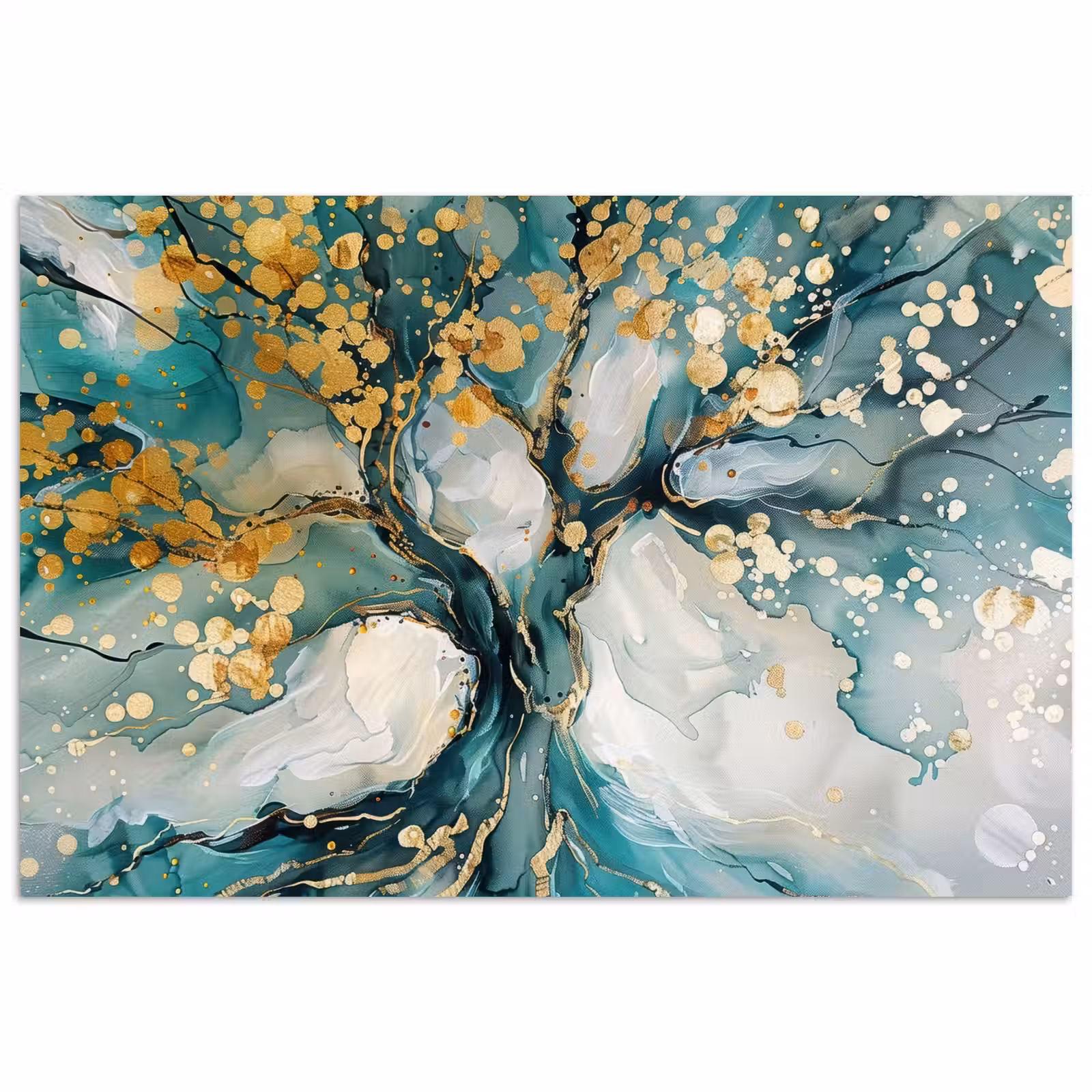 Poster - Boom - Modern - Verflook - Turquoise - Goud — 1