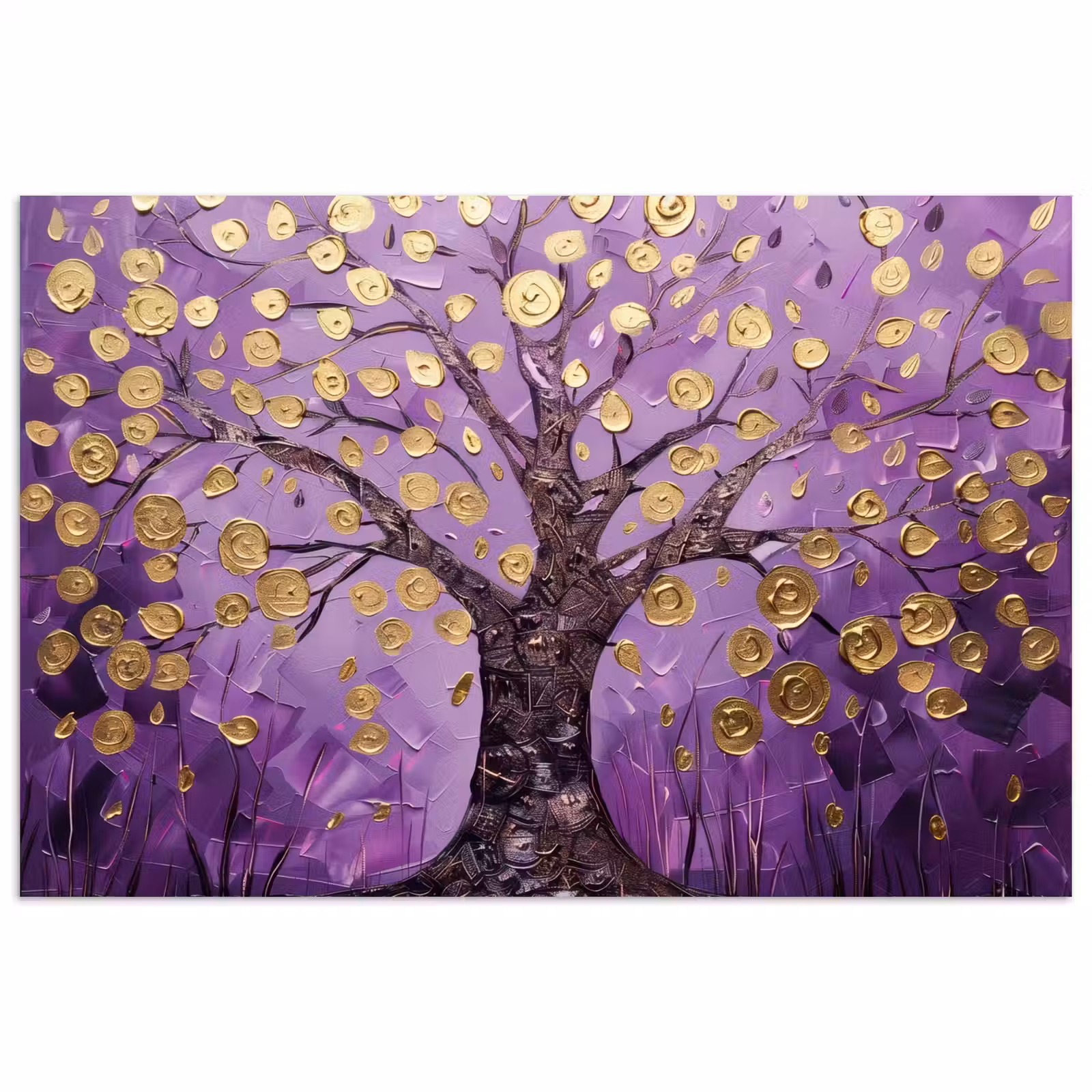 Poster - Levensboom - Boom - Paars - Goud - Modern — 1