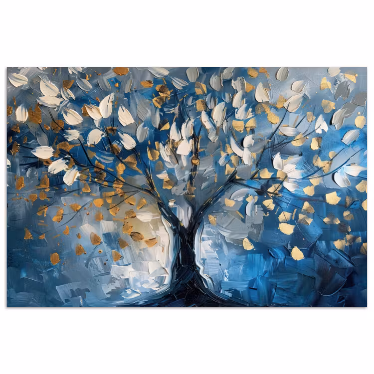 Poster - Boom - Blauw - Goud - Abstract — 1