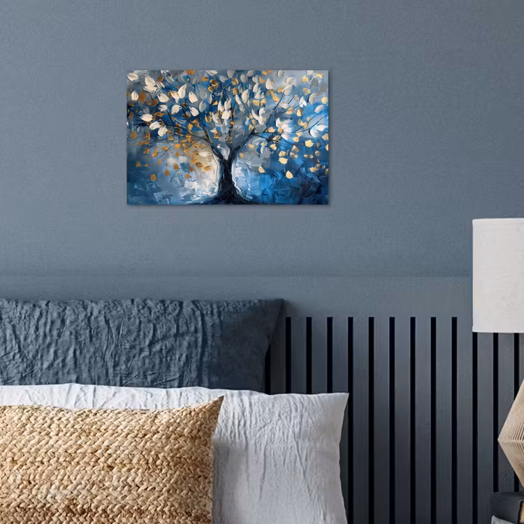 Poster - Boom - Blauw - Goud - Abstract — 3
