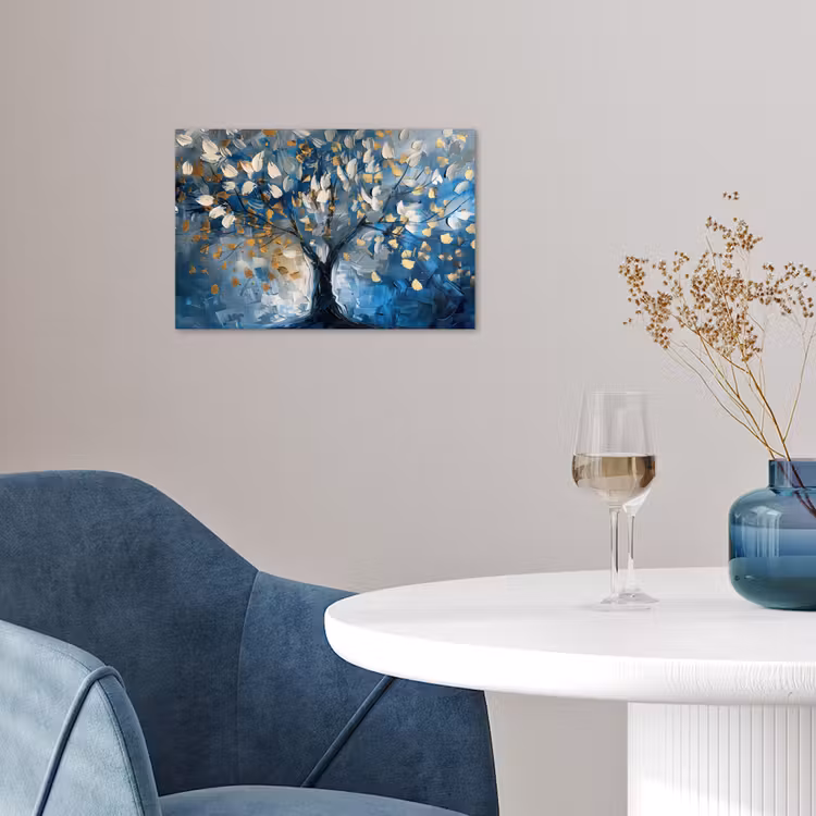 Poster - Boom - Blauw - Goud - Abstract — 4