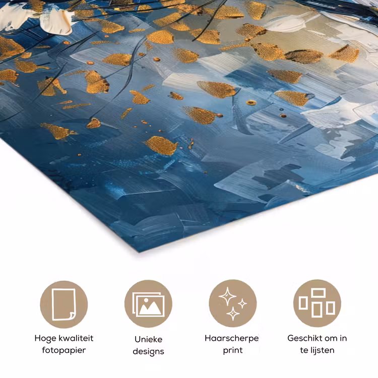 Poster - Boom - Blauw - Goud - Abstract — 5