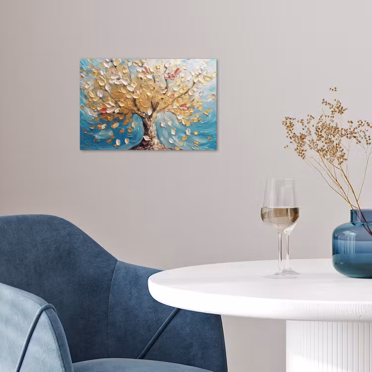 Poster - Boom - Blauw - Goud - Abstract - Modern — 4
