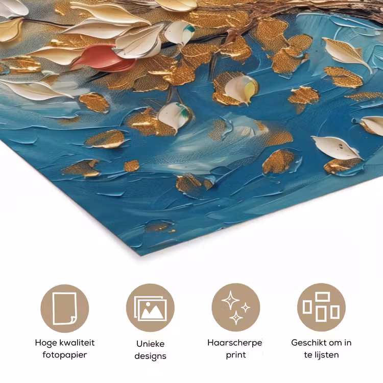 Poster - Boom - Blauw - Goud - Abstract - Modern — 5