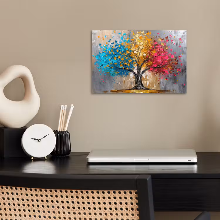 Poster - Boom - Kleurrijk - Grijs - Modern — 2
