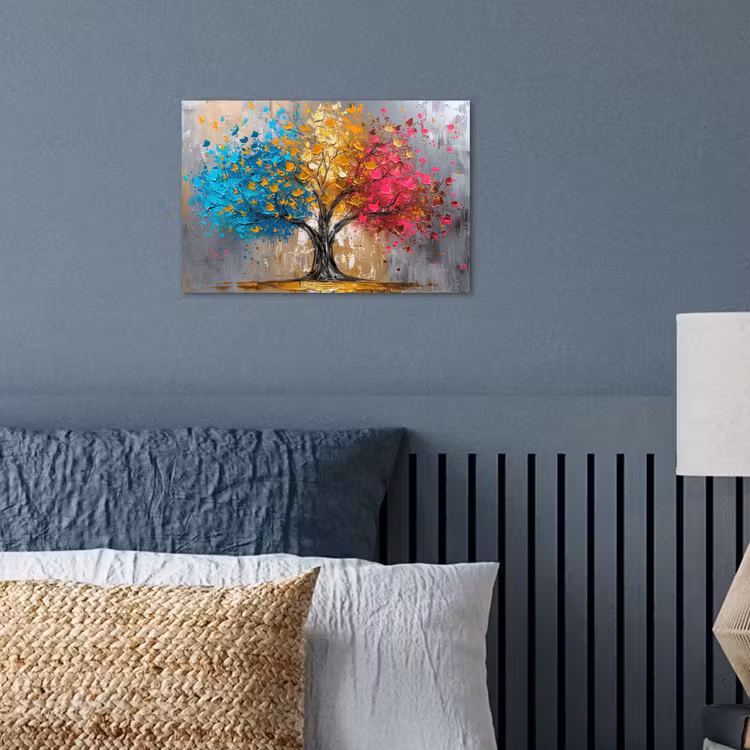 Poster - Boom - Kleurrijk - Grijs - Modern — 3