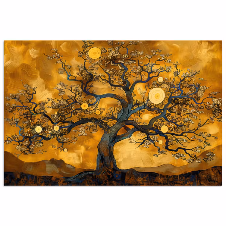 Poster - Boom - Levensboom - Abstract - Goud — 1