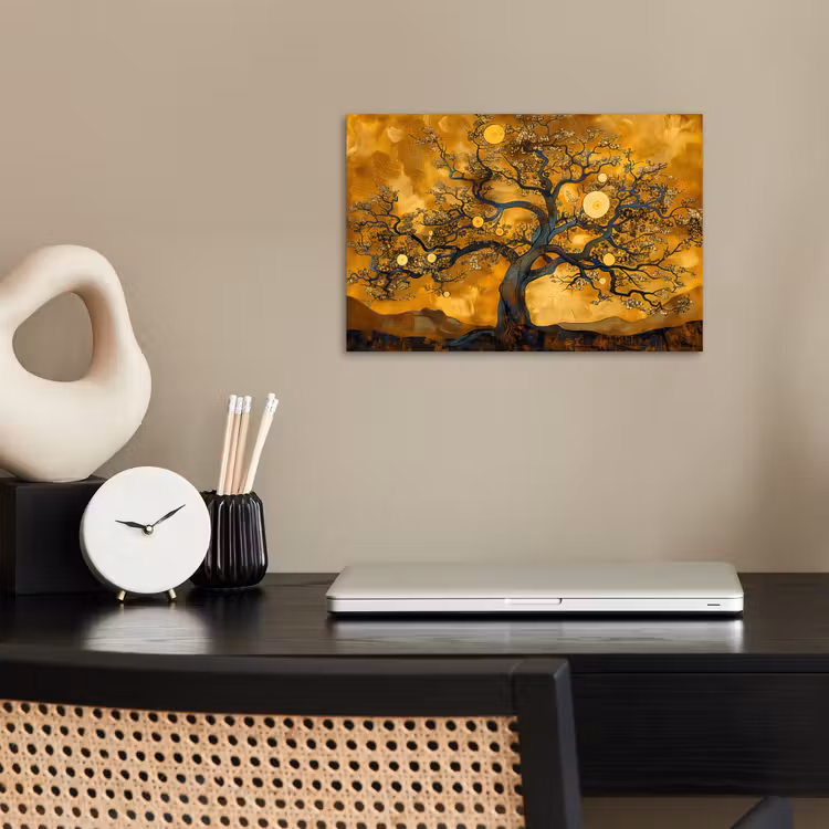 Poster - Boom - Levensboom - Abstract - Goud — 2