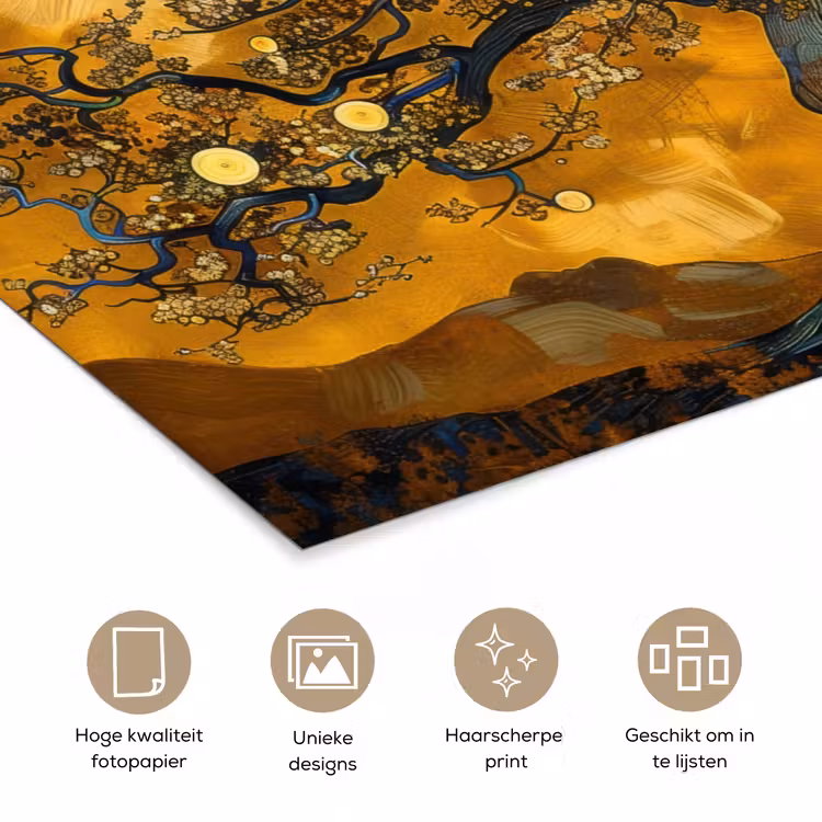 Poster - Boom - Levensboom - Abstract - Goud — 5