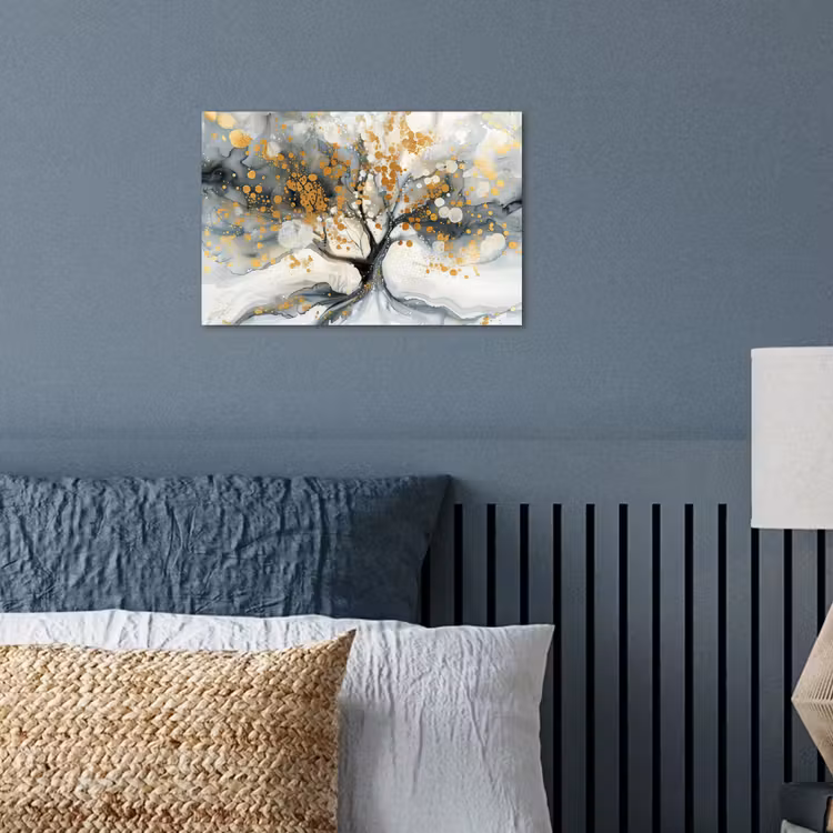 Poster - Boom - Modern - Abstract - Goud - Zwart - Wit — 3