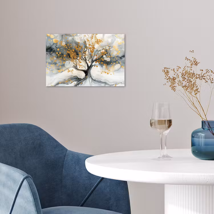 Poster - Boom - Modern - Abstract - Goud - Zwart - Wit — 4