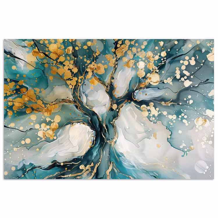 Poster - Boom - Modern - Verflook - Turquoise - Goud — 1