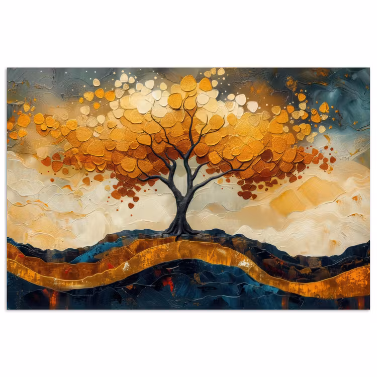 Poster - Boom - Natuur - Goud - Modern — 1