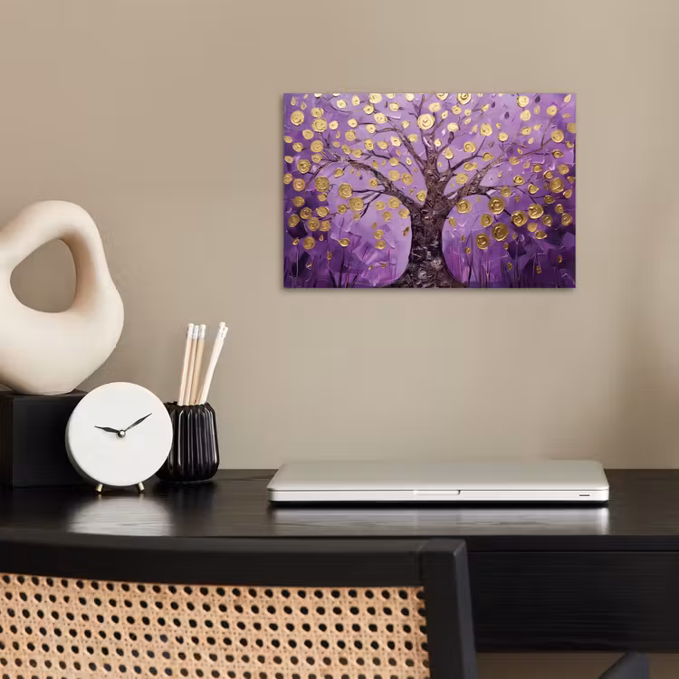 Poster - Levensboom - Boom - Paars - Goud - Modern — 2