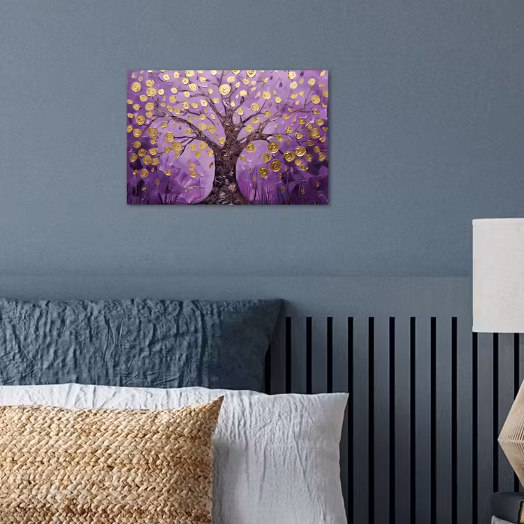 Poster - Levensboom - Boom - Paars - Goud - Modern — 3