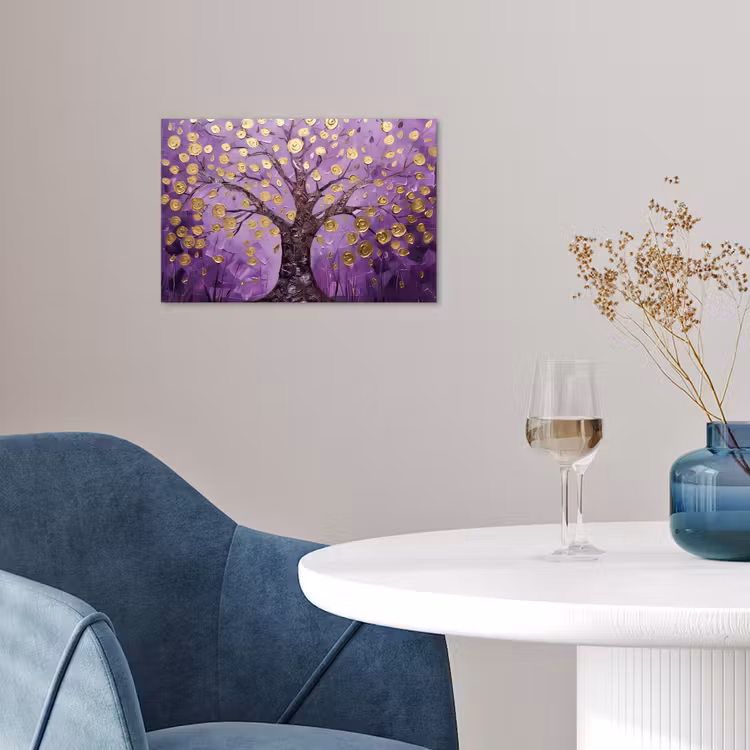 Poster - Levensboom - Boom - Paars - Goud - Modern — 4