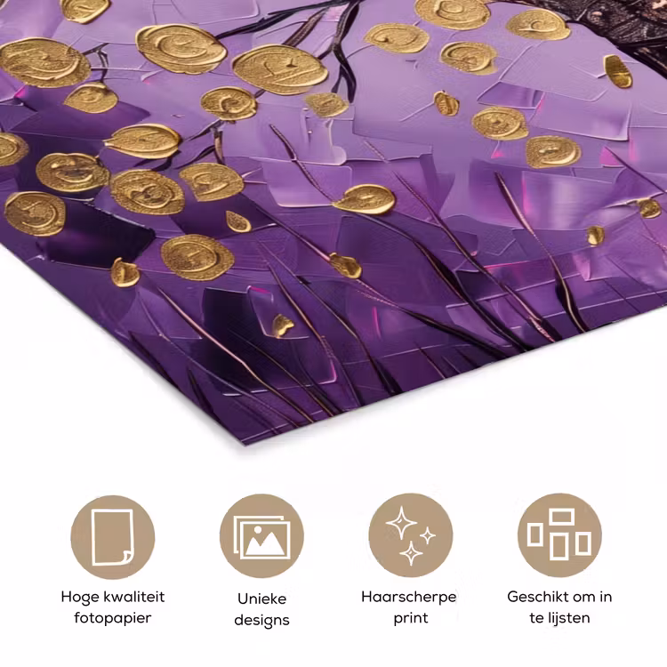 Poster - Levensboom - Boom - Paars - Goud - Modern — 5