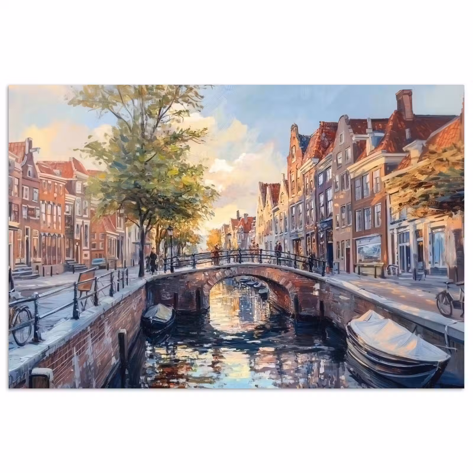 Poster - Brug - Stad - Huizen - Boot — 1
