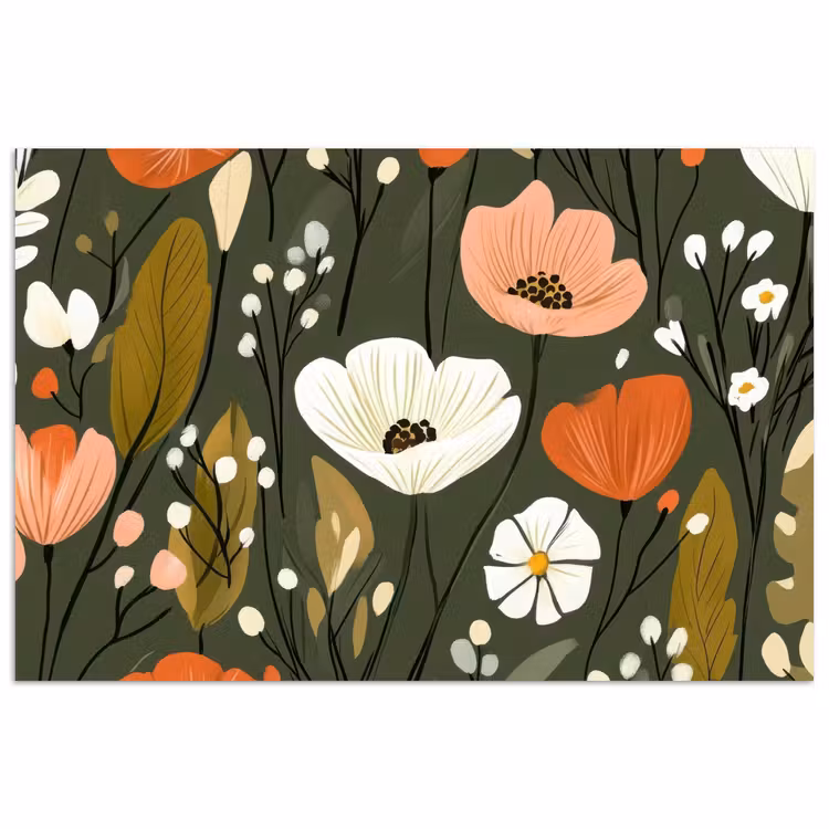 Poster - Bloemen - Illustratie - Groen — 1
