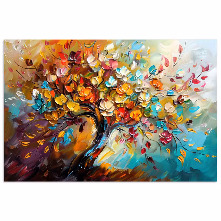 Poster - Boom - Abstract - Kleurrijk - Bloemen — 1
