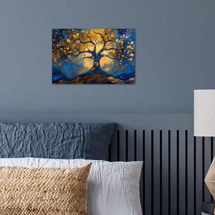 Poster - Boom - Levensboom - Blauw - Goud — 3