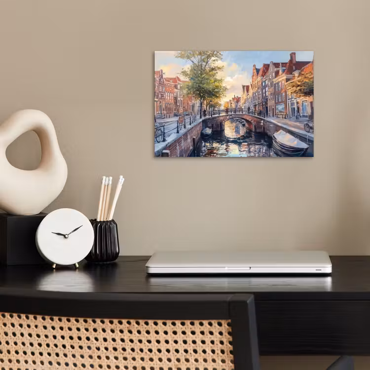 Poster - Brug - Stad - Huizen - Boot — 2