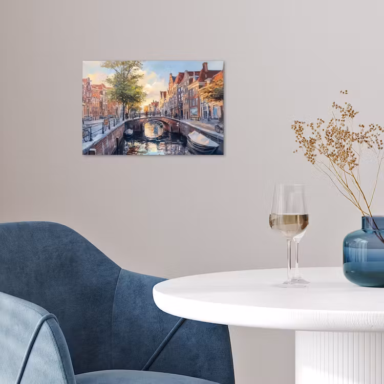 Poster - Brug - Stad - Huizen - Boot — 4