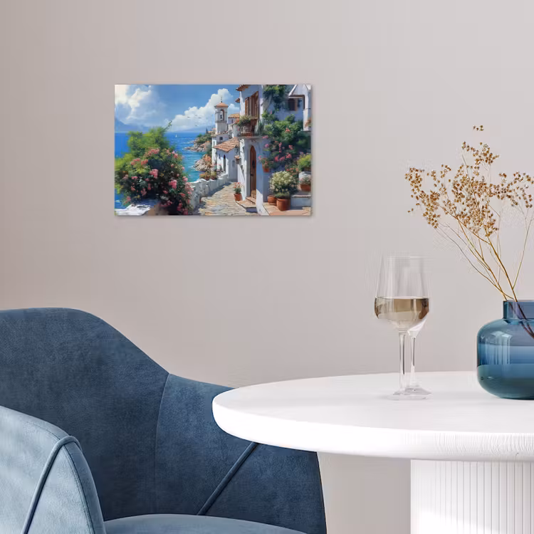 Poster - Huizen - Zee - Bomen - Bloemen — 4