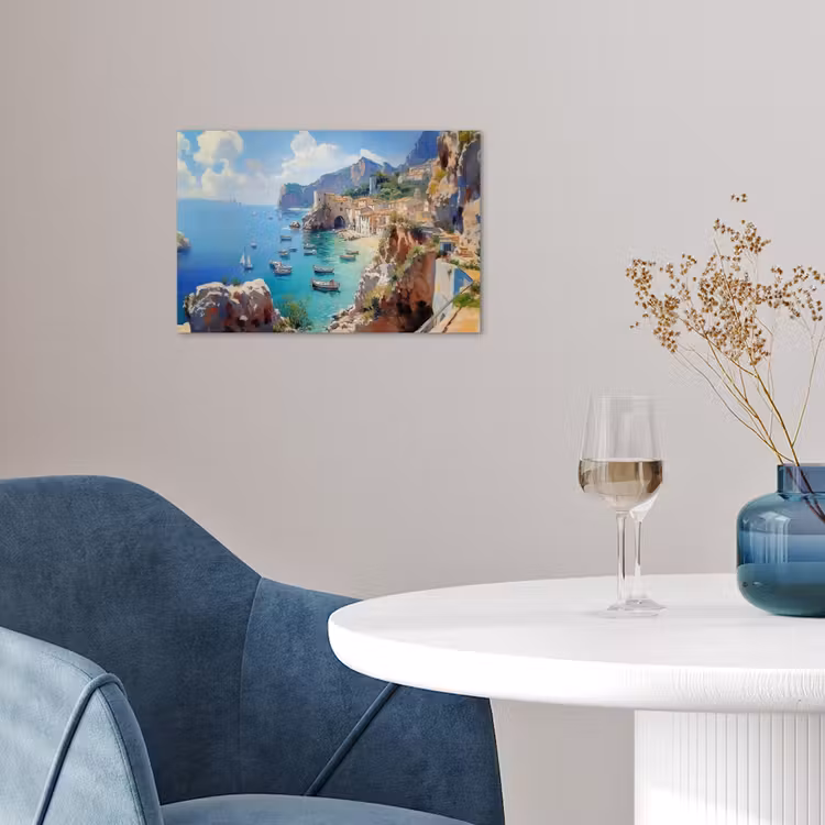Poster - Kustdorp - Schilderij - Rotsen - Boten — 4