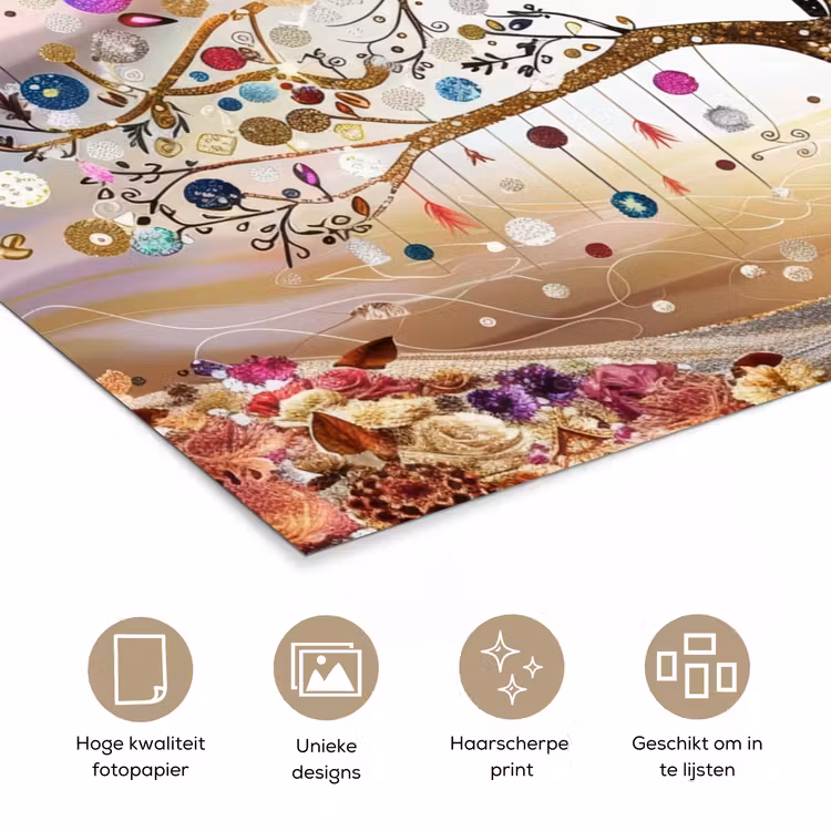 Poster - Levensboom - Goud - Kleurrijk - Abstract - Aesthetic — 5