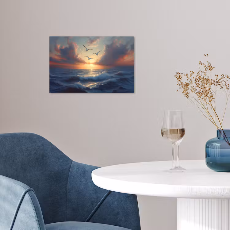 Poster - Meeuwen - Zonsondergang - Zee - Wolken — 4