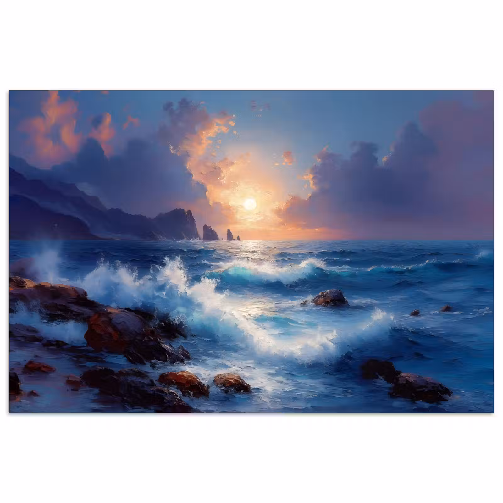 Poster - Golven - Zee - Kleurrijk - Rotsen — 1