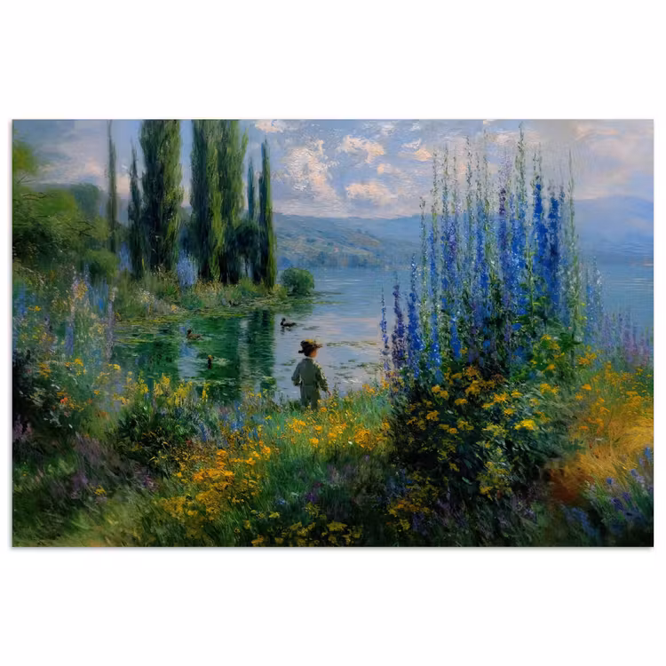 Poster - Bloemen - Meer - Bergen - Groen — 1