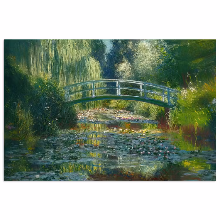 Poster - Brug - Hout - Vijver - Waterlelies — 1