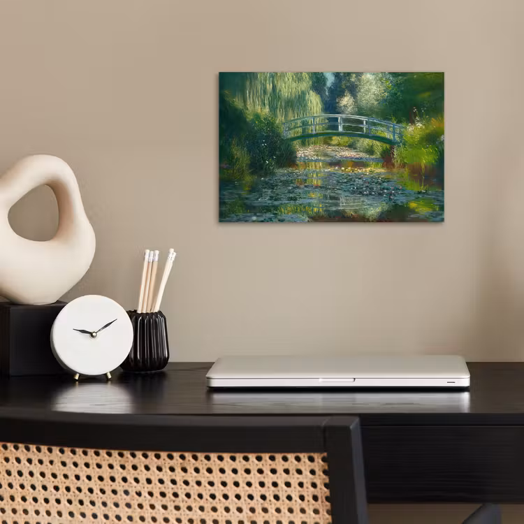 Poster - Brug - Hout - Vijver - Waterlelies — 2