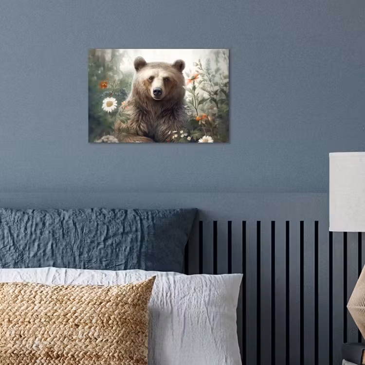 Poster - Bruine beer - Wilde dieren - Bloemen - Planten — 3