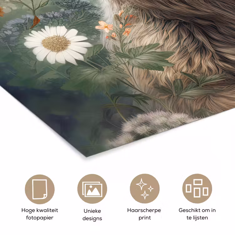 Poster - Bruine beer - Wilde dieren - Bloemen - Planten — 5