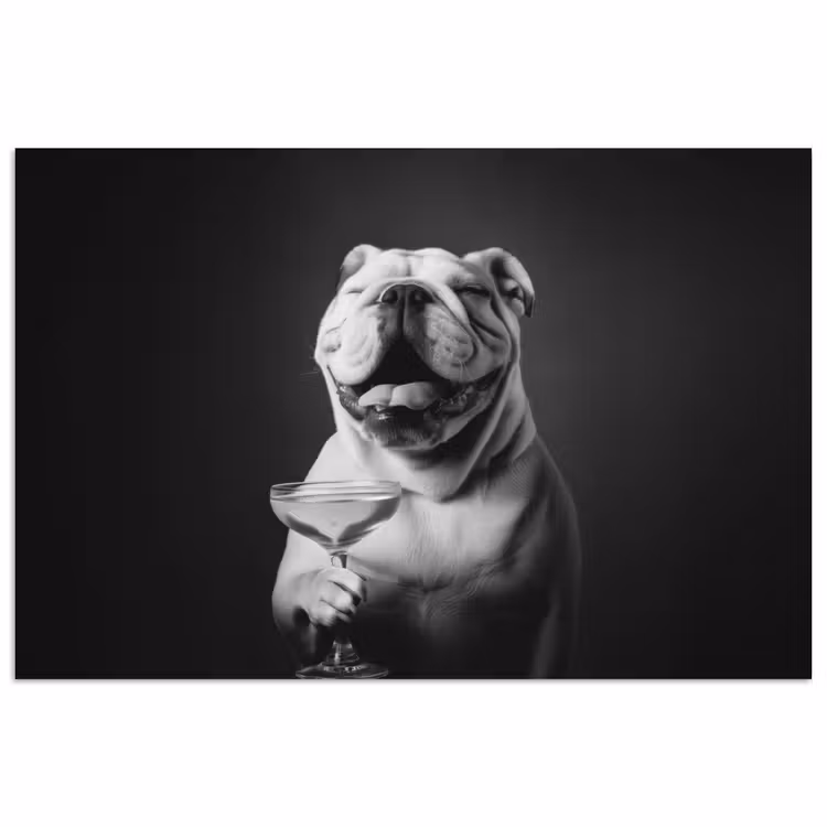 Poster - Buldog - Hond - Glas — 1