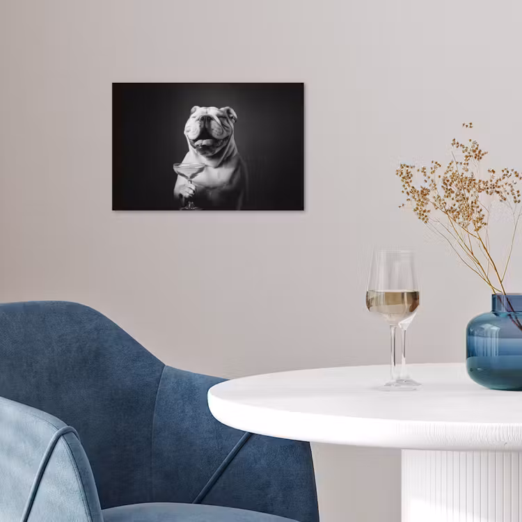 Poster - Buldog - Hond - Glas — 4