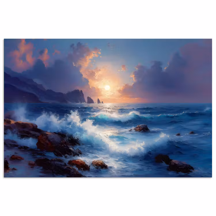 Poster - Golven - Zee - Kleurrijk - Rotsen — 1