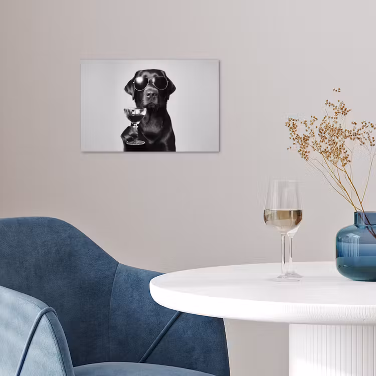 Poster - Hond - Zwart - Wijnglas - Zonnebril — 4