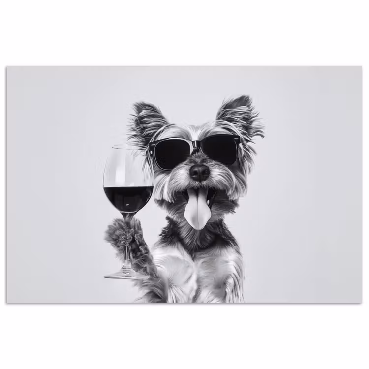 Poster - Hondje - Wijnglas - Zonnebril - Enthousiast — 1